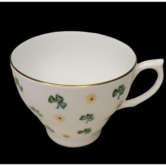VTG Bartley Bone China Cup and Saucer Made in England SHAMROCK and GOLD DOT - Picture 6 of 11